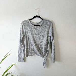 4/$20 Olivia Rae grey tie hem knit sweater